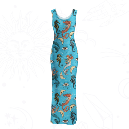 Purplehecate Mermaid Magic Mesh Maxi Tank Beach Dress