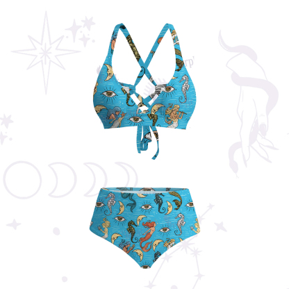Purplehecate Mermaid Magic Crisscross Tie-Back Bikini Set