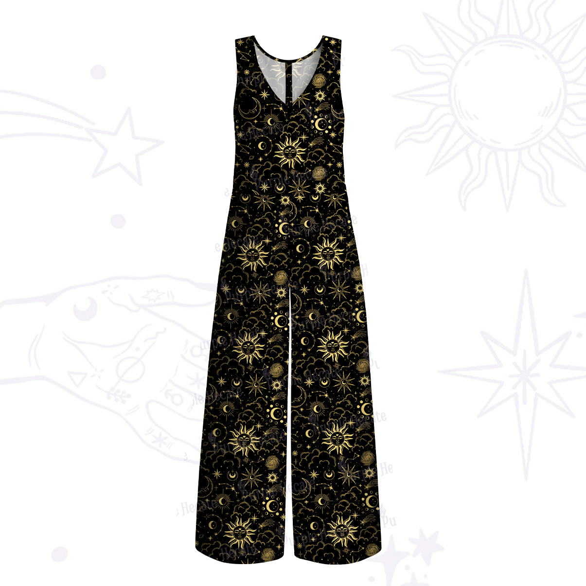 Purplehecate Mysterious Star & Moon Wide Leg Jumpsuit