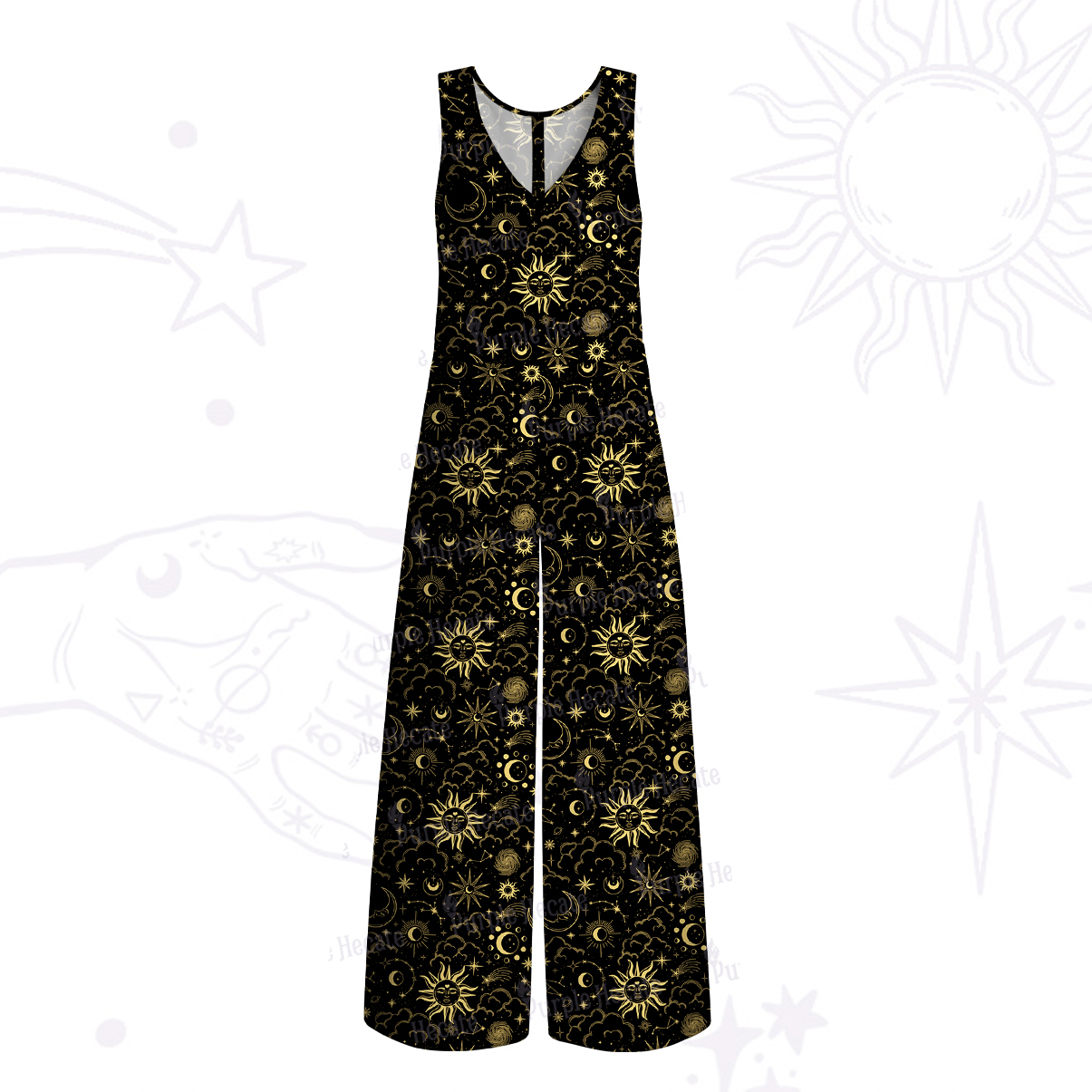 Purplehecate Mysterious Star & Moon Wide Leg Jumpsuit