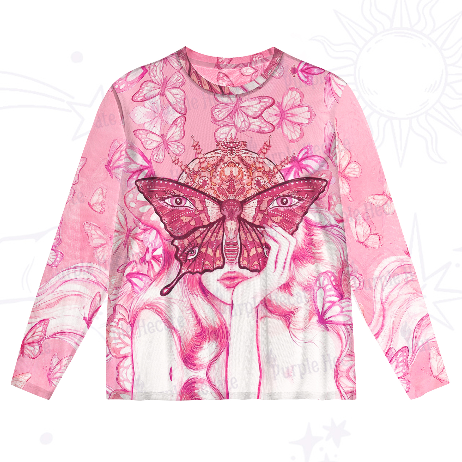 Purplehecate Butterfly Witchy Mesh Long Sleeve Top