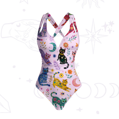 Purplehecate Rainbow Magic Cats One-Piece Swimsuit