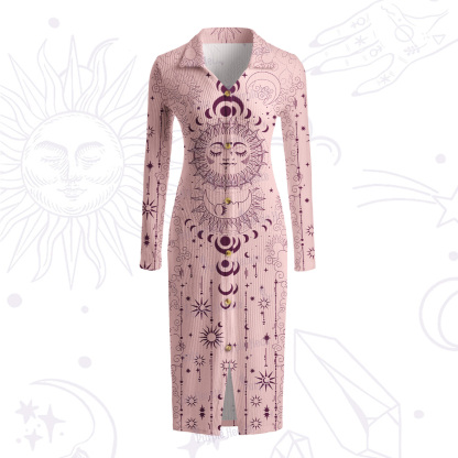 Purplehecate Lunar Eclipse Ribbed Knit Midi Dress