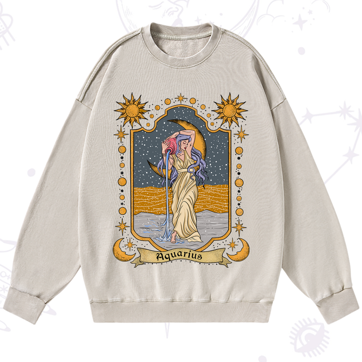 Purplehecate Aquarius Zodiac Washed Sweatshirt