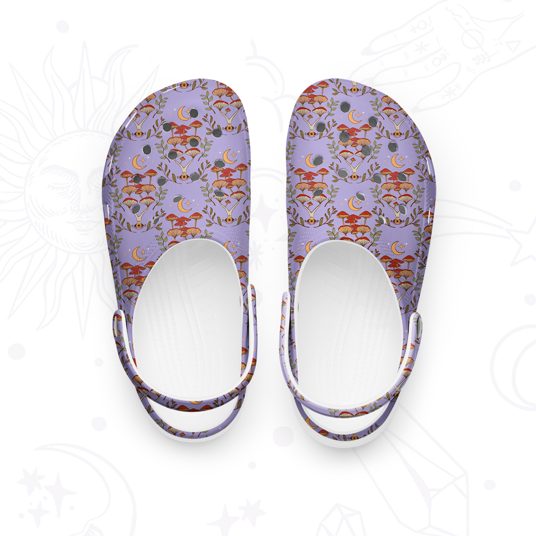 Purplehecate Psychedelic Mushrooms Rubber Clogs