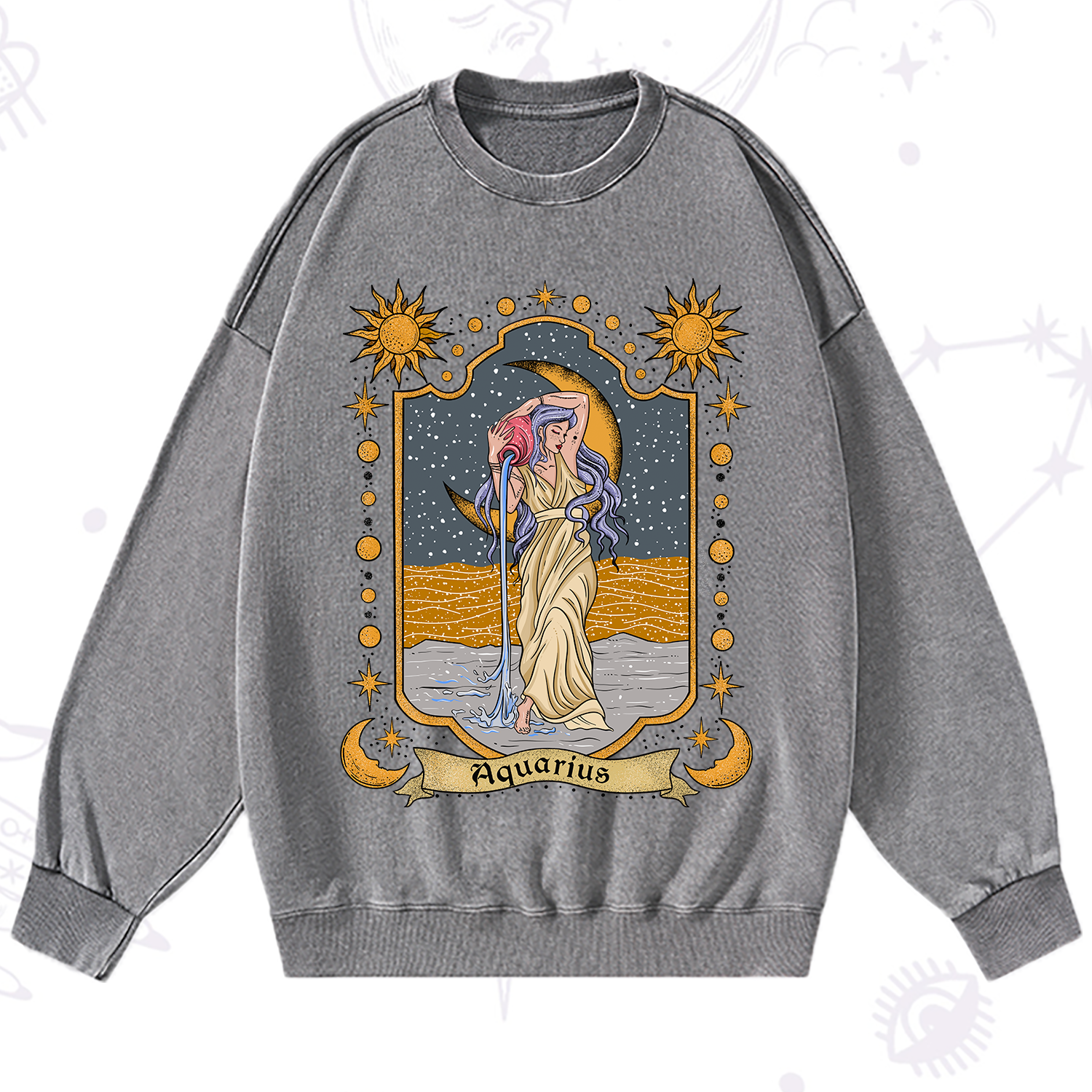 Purplehecate Aquarius Zodiac Washed Sweatshirt