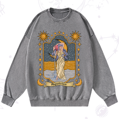 Purplehecate Aquarius Zodiac Washed Sweatshirt