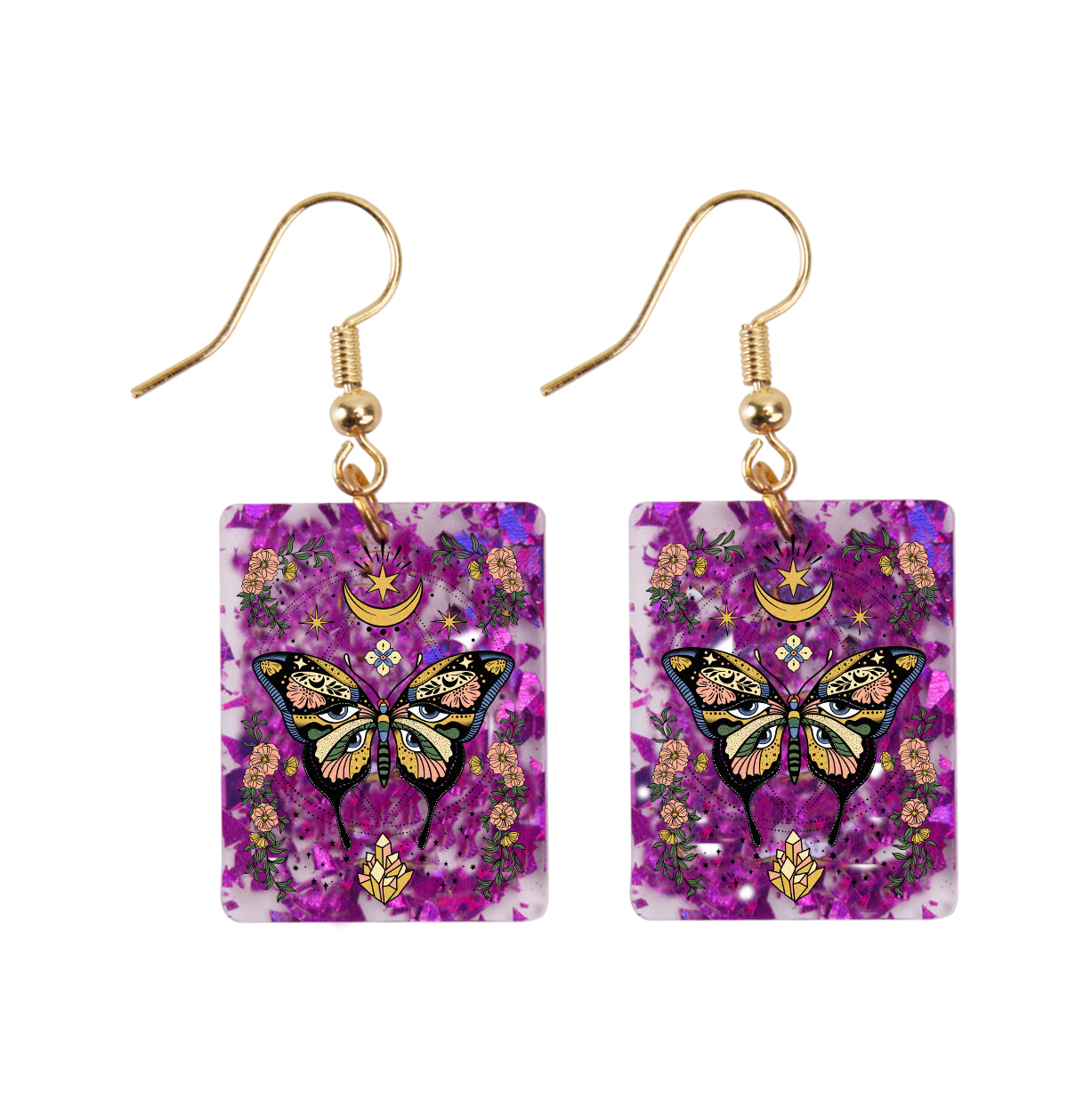 Purplehecate I Am Opening Purple fragments Acrylic Earrings