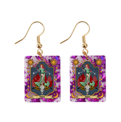 Purplehecate Aries Zodiac Purple fragments Acrylic Earrings