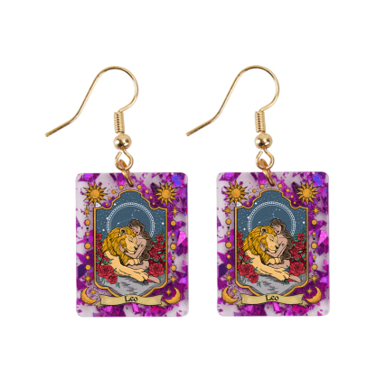 Purplehecate Leo Zodiac Purple fragments Acrylic Earrings