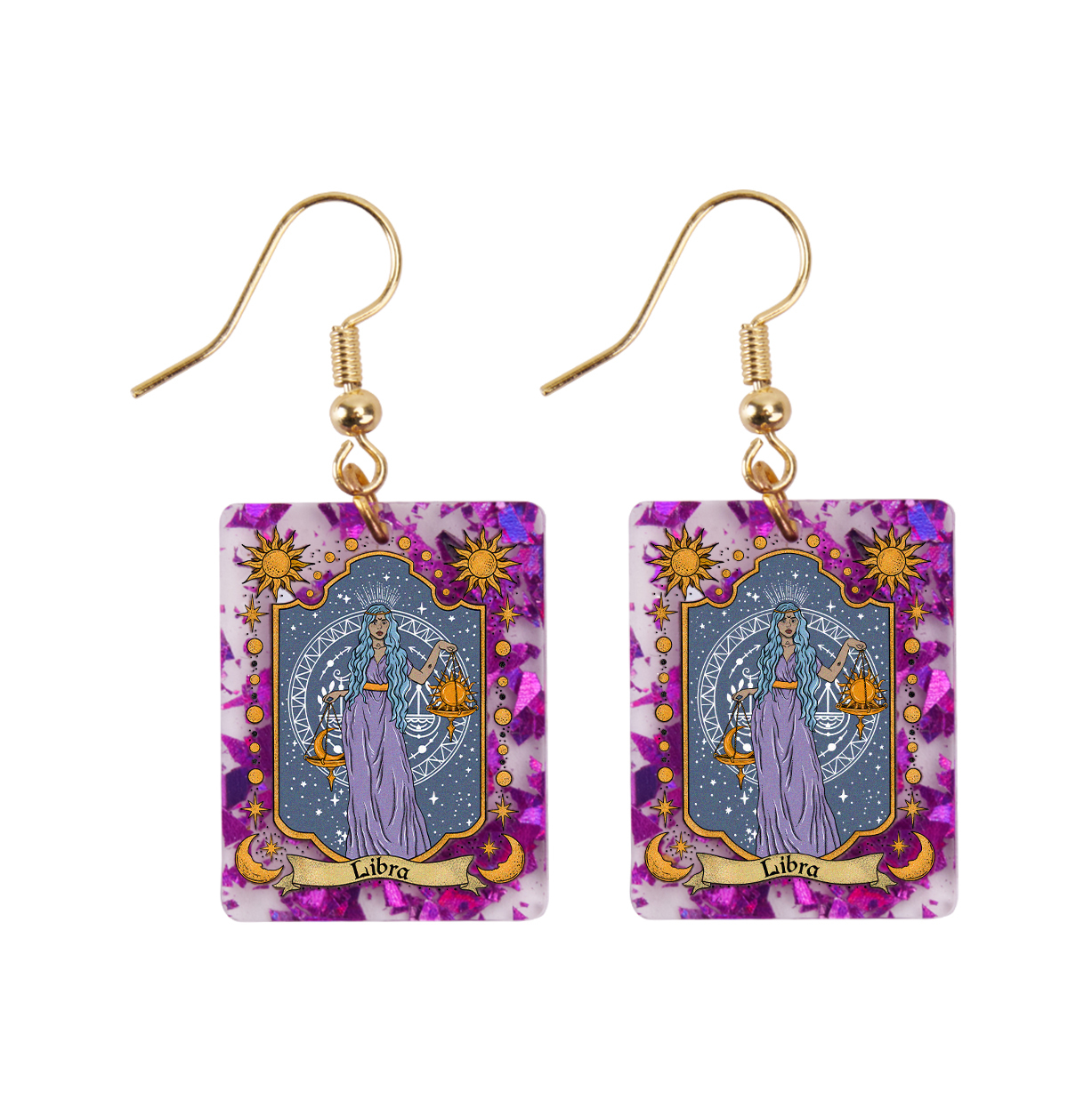 Purplehecate Libra Zodiac Purple fragments Acrylic Earrings