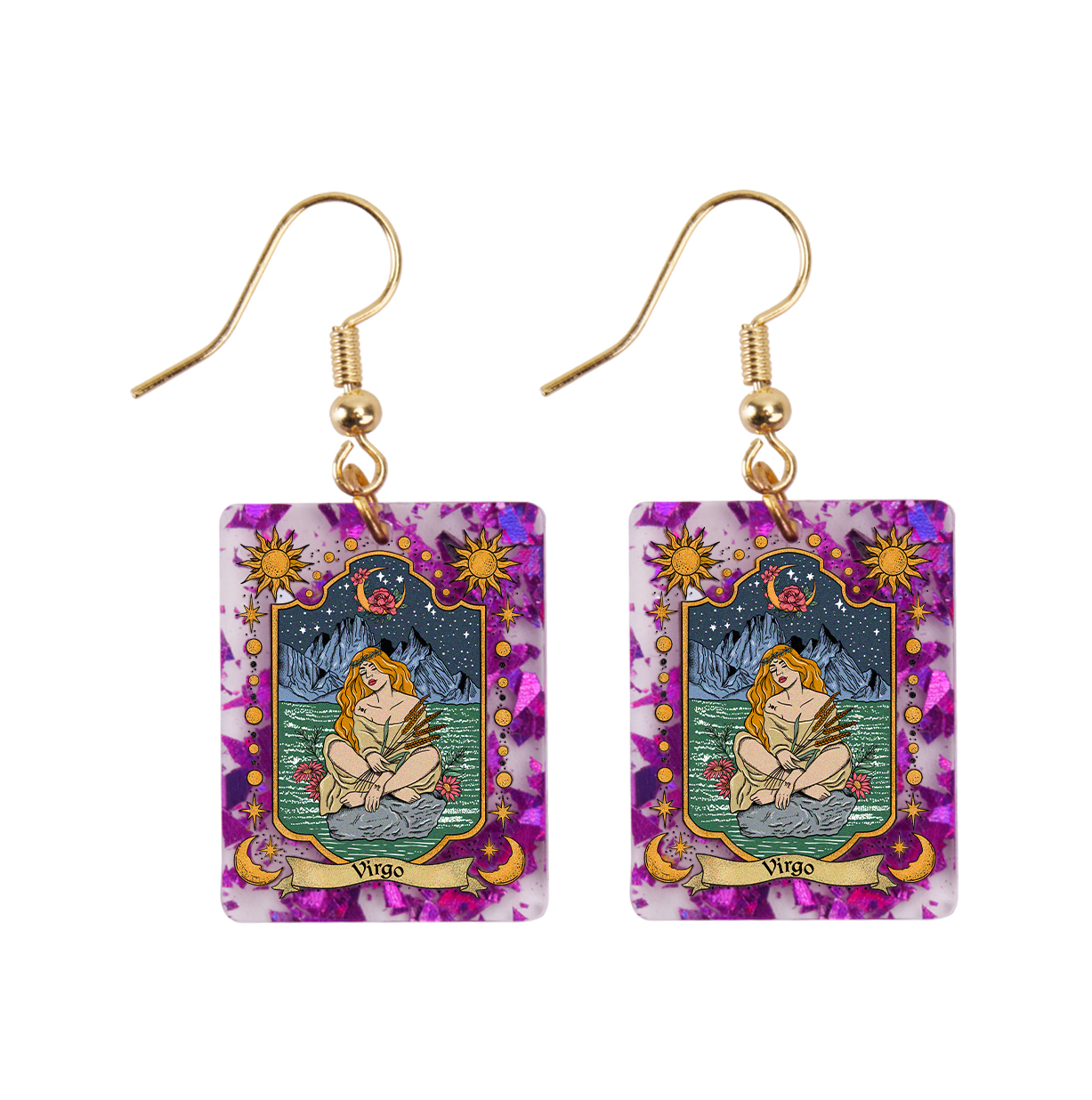 Purplehecate Virgo Zodiac Purple fragments Acrylic Earrings