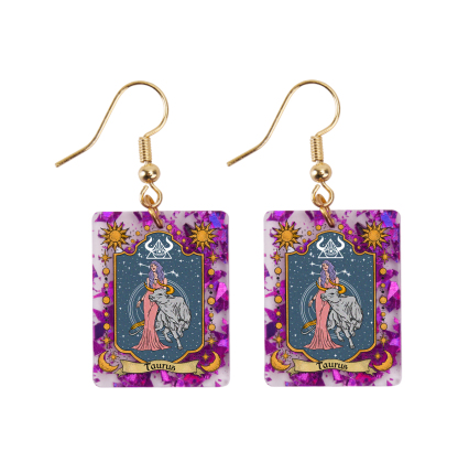 Purplehecate Taurus Zodiac Purple fragments Acrylic Earrings