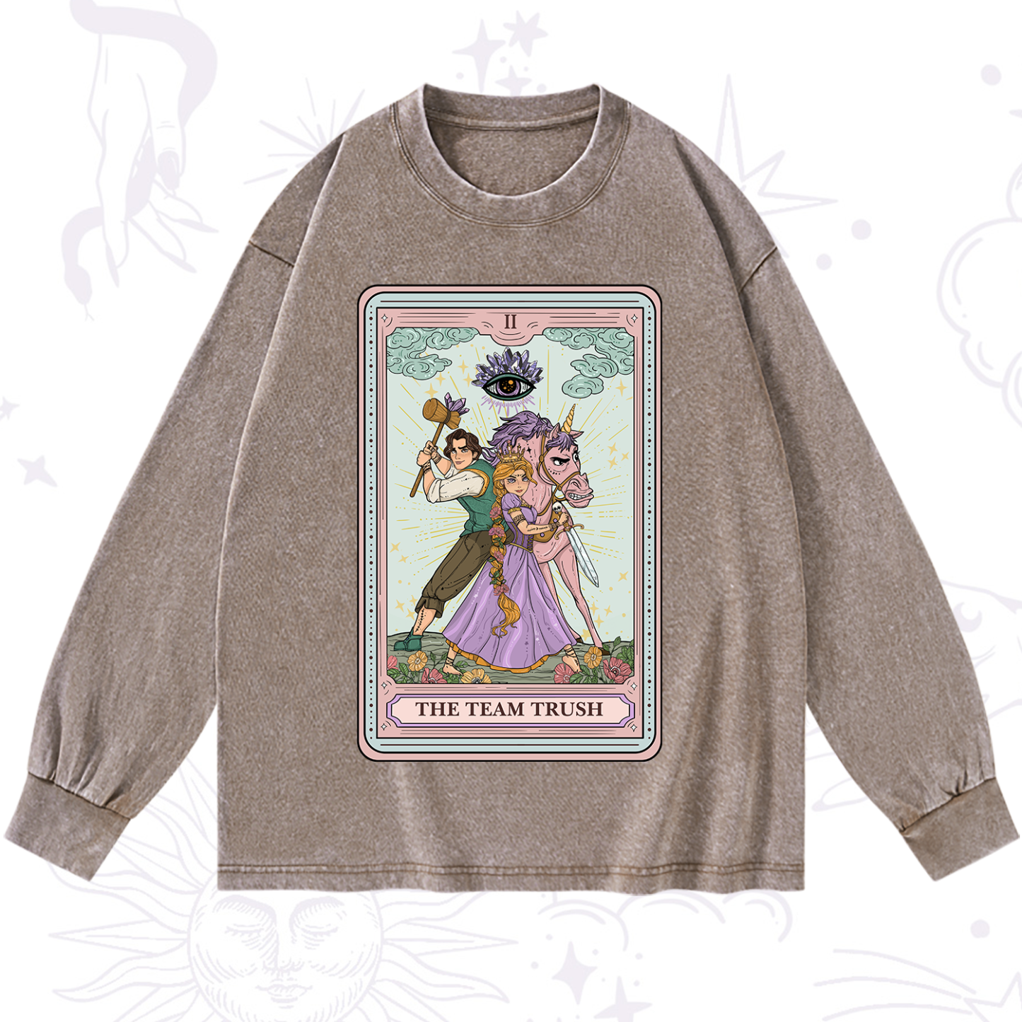 Purplehecate The Team Trush Tarot Card Washed Long Sleeve Shirt
