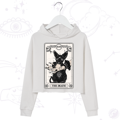 Purplehecate The Death Cat Tarot Crop Hoodie