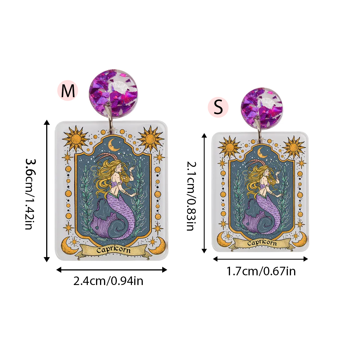 Purplehecate Capricorn Zodiac Acrylic Earrings