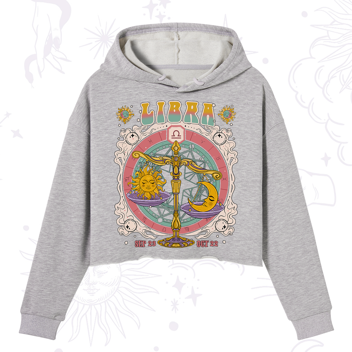 Purplehecate Libra Cosmic Zodiac Crop Hoodie