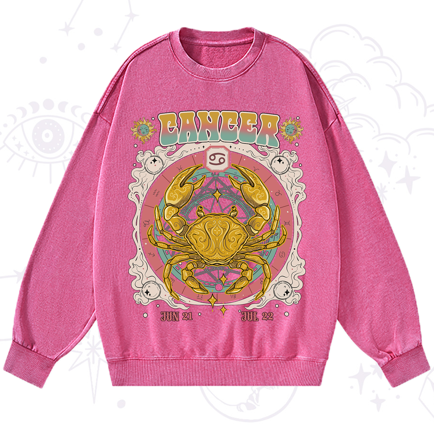 Purplehecate Cancer Cosmic Zodiac Washed Sweatshirt