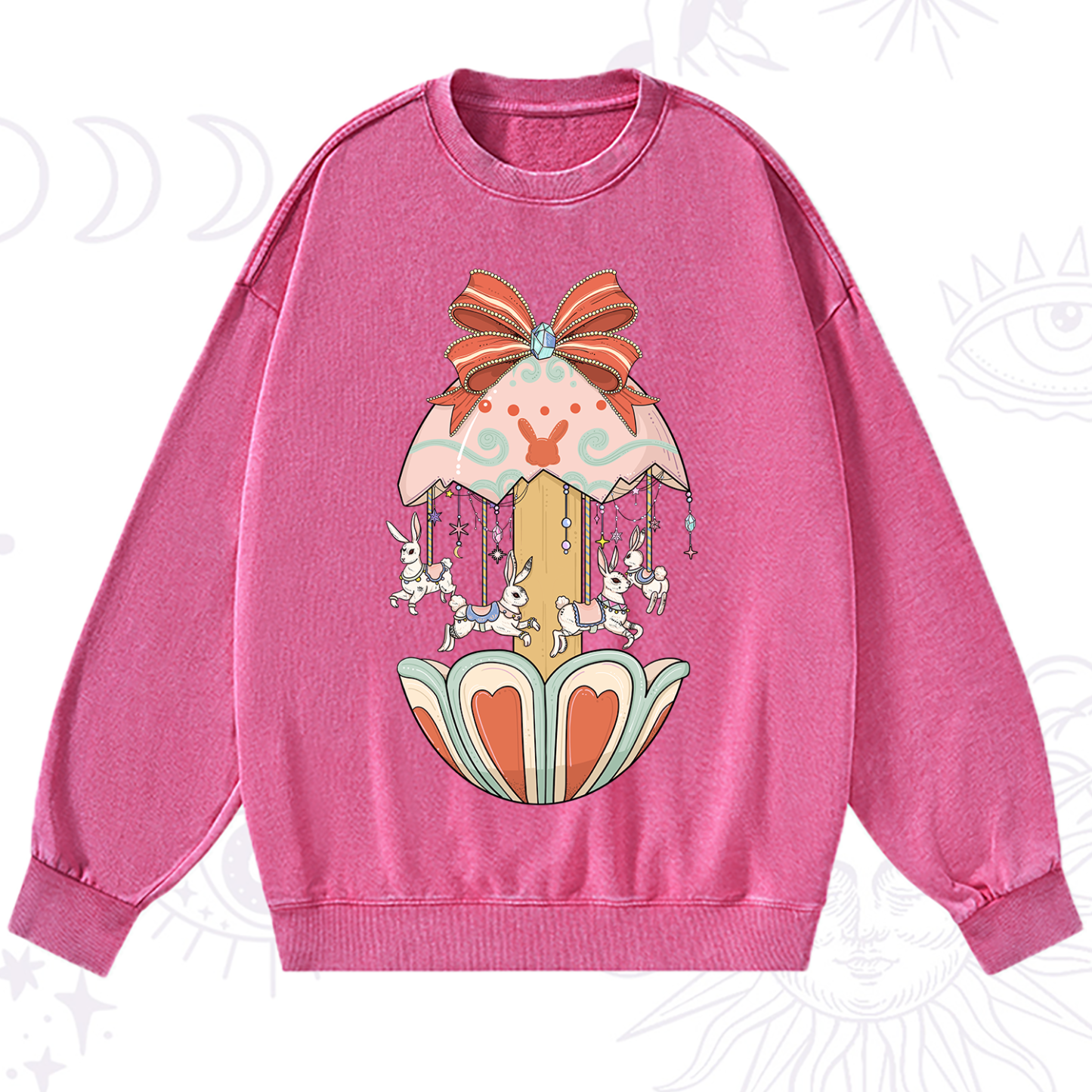 Purplehecate Bunny Carousel Easter Washed Sweatshirt