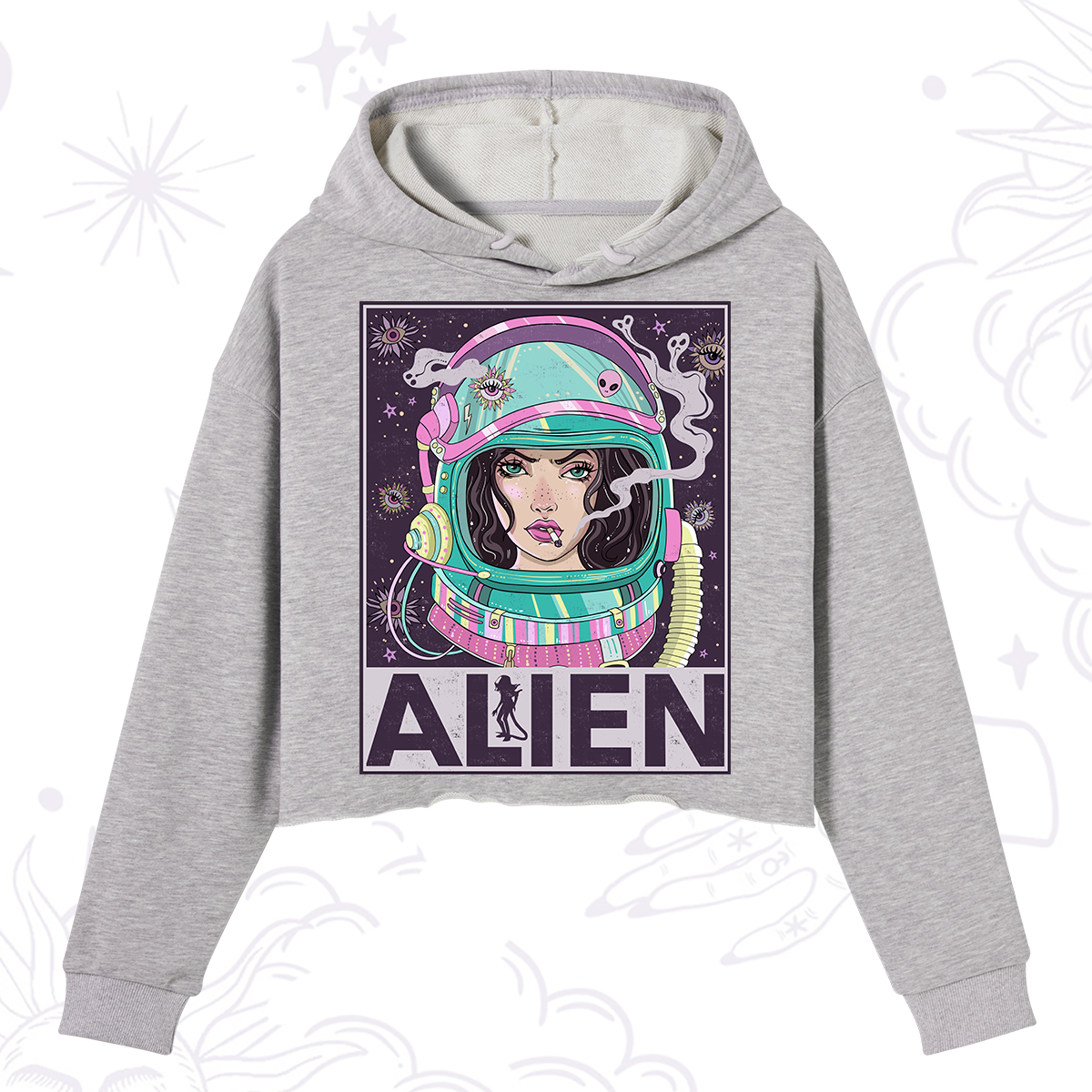 Purplehecate Galactic Encounter Crop Hoodie