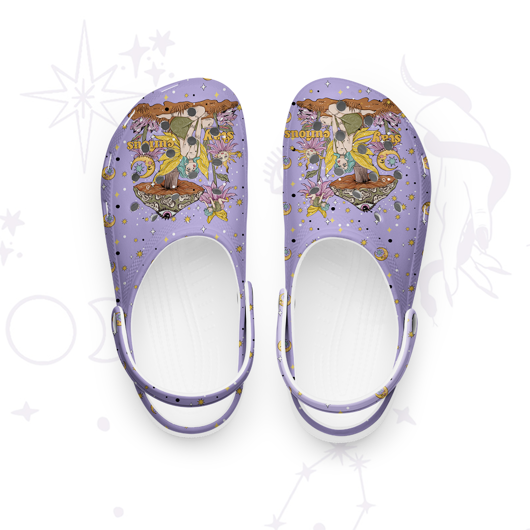 Purplehecate Stay Curious Rubber Clogs
