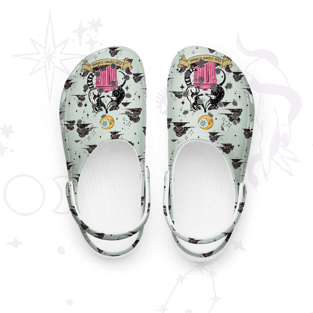 Purplehecate The Team Trash Opossum Tarot Rubber Clogs