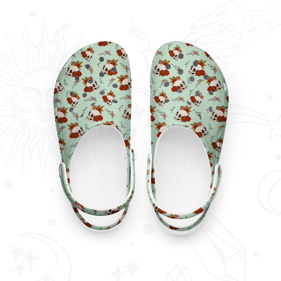 Purplehecate Flowers and Bones Rubber Clogs