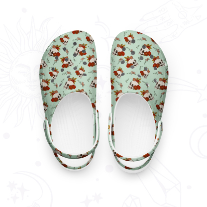 Purplehecate Flowers and Bones Rubber Clogs