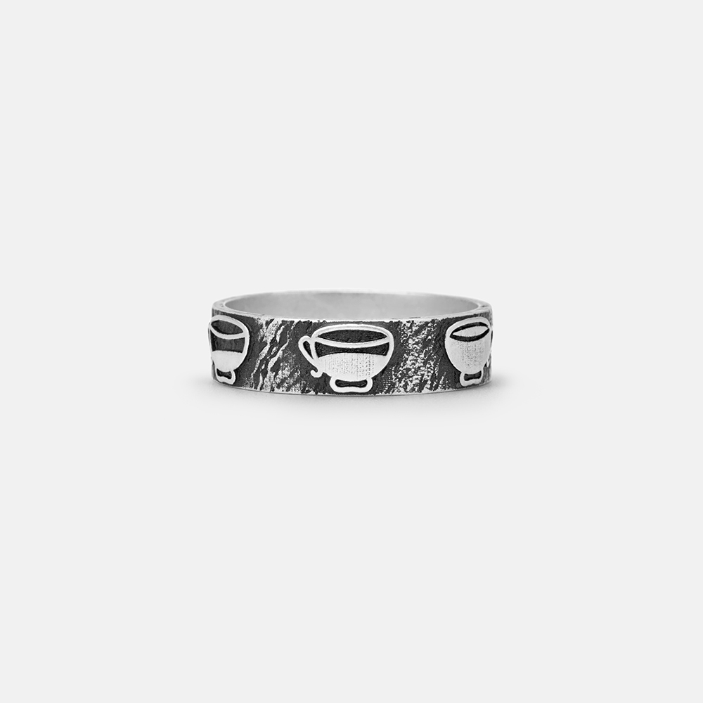 Purplehecate Moon Phase Coffee Sterling Silver Ring