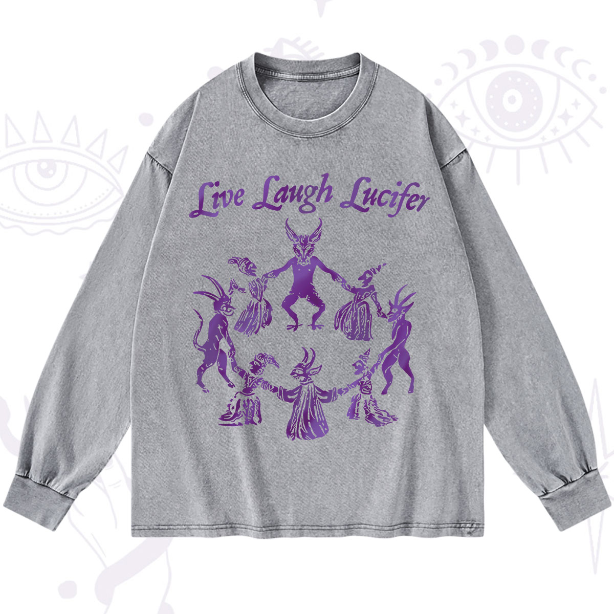 Purplehecate Live Laugh Lucifer Satanic Washed Long Sleeve Shirt