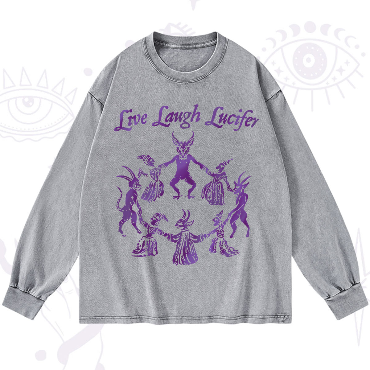 Purplehecate Live Laugh Lucifer Satanic Washed Long Sleeve Shirt