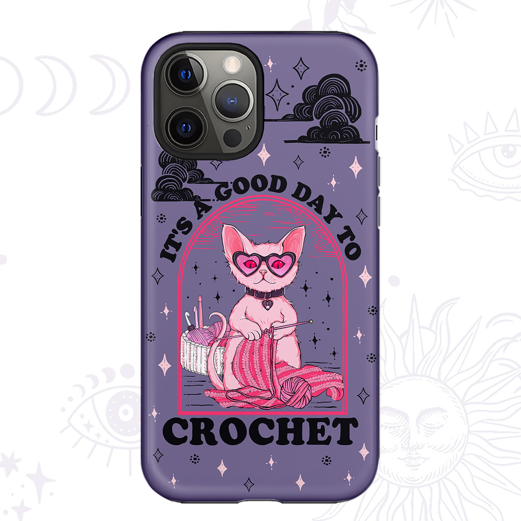 Purplehecate It's A Good Day To Crochet Crop Phone Case