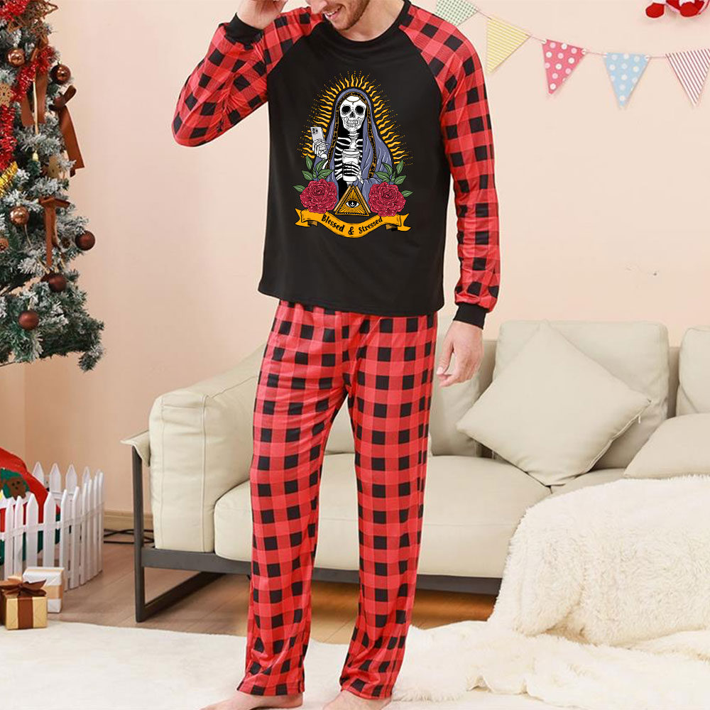 Purplehecate Blessed And Stressed Christmas Pajamas