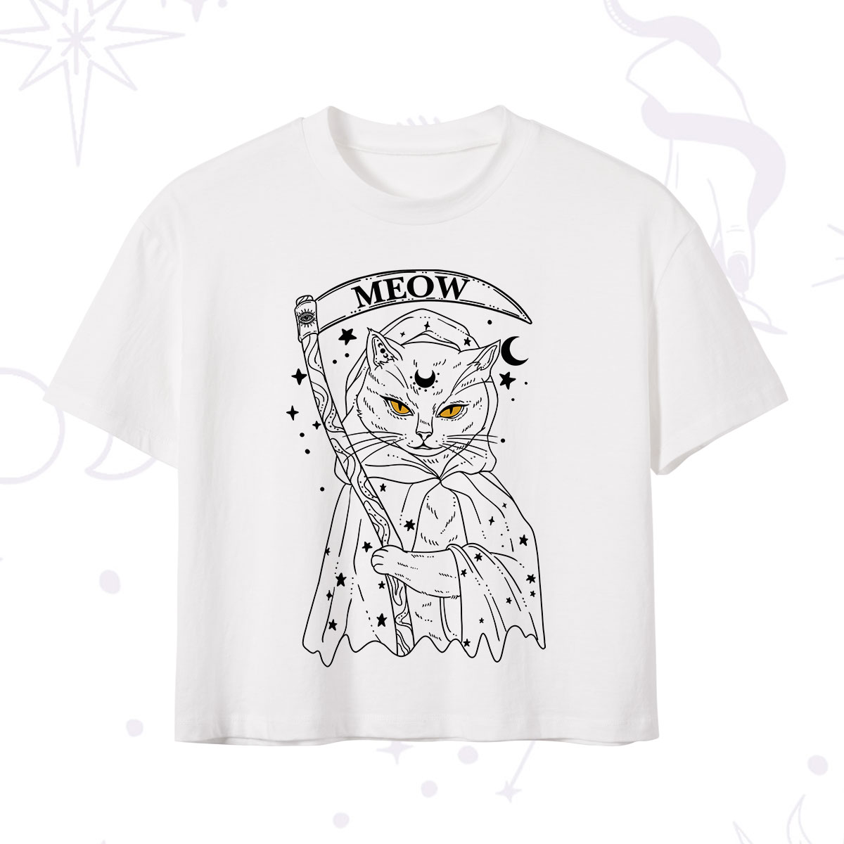 Purplehecate Grim Meow Reaper Crop T-Shirt