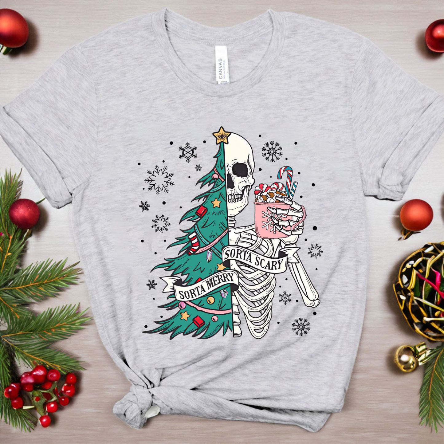 Purplehecate Sorta Merry Sorta Scary Christmas Family Matching T-Shirts