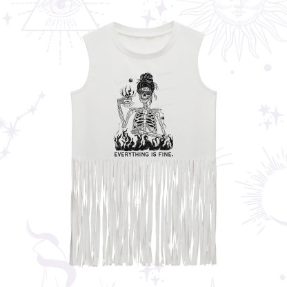 Purplehecate Everything Is Fine Fringe Tank Top