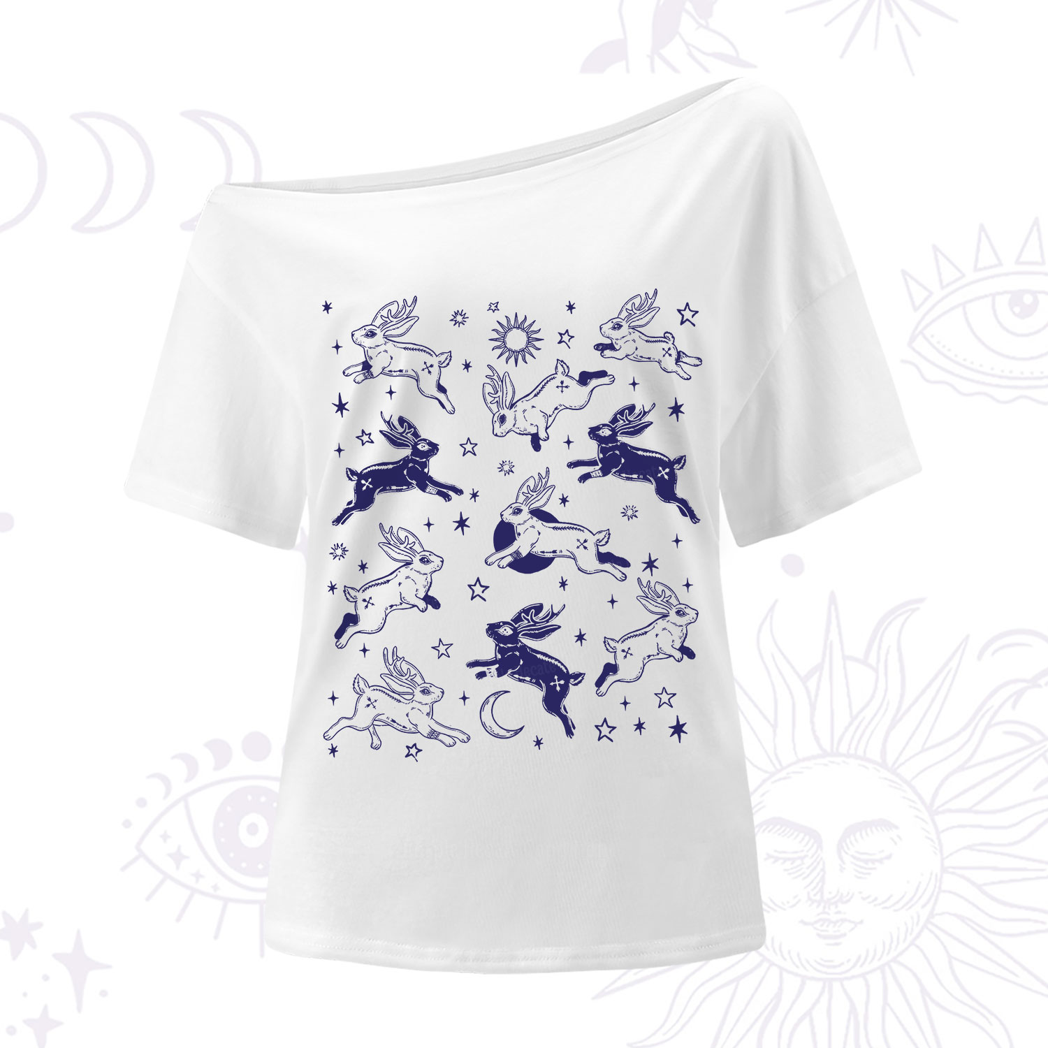 Purplehecate Bunnies in Space One Shoulder T-Shirt