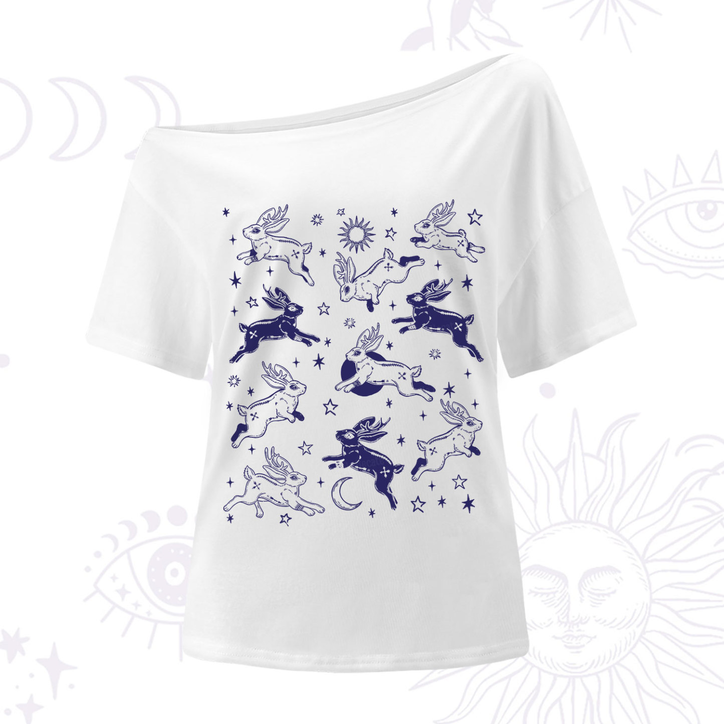 Purplehecate Bunnies in Space One Shoulder T-Shirt