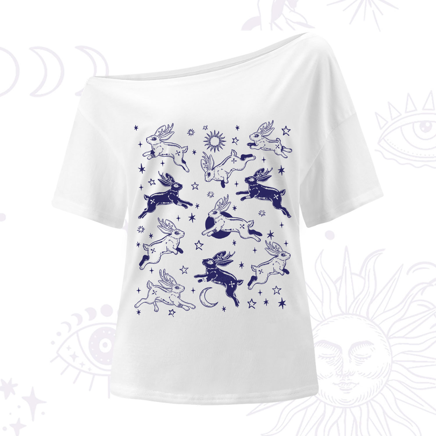 Purplehecate Bunnies in Space One Shoulder T-Shirt
