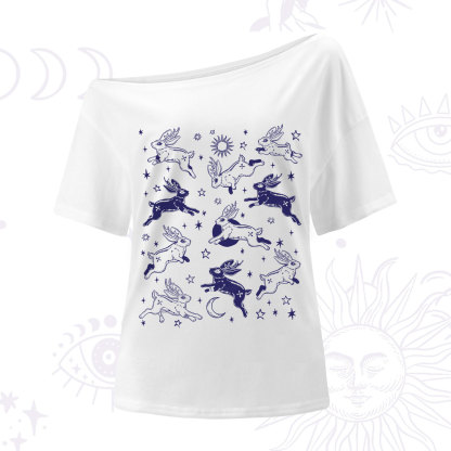 Purplehecate Bunnies in Space One Shoulder T-Shirt