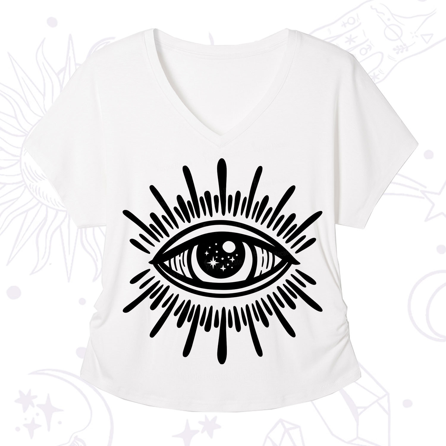 Purplehecate Evil Eye V-Neck T-Shirt
