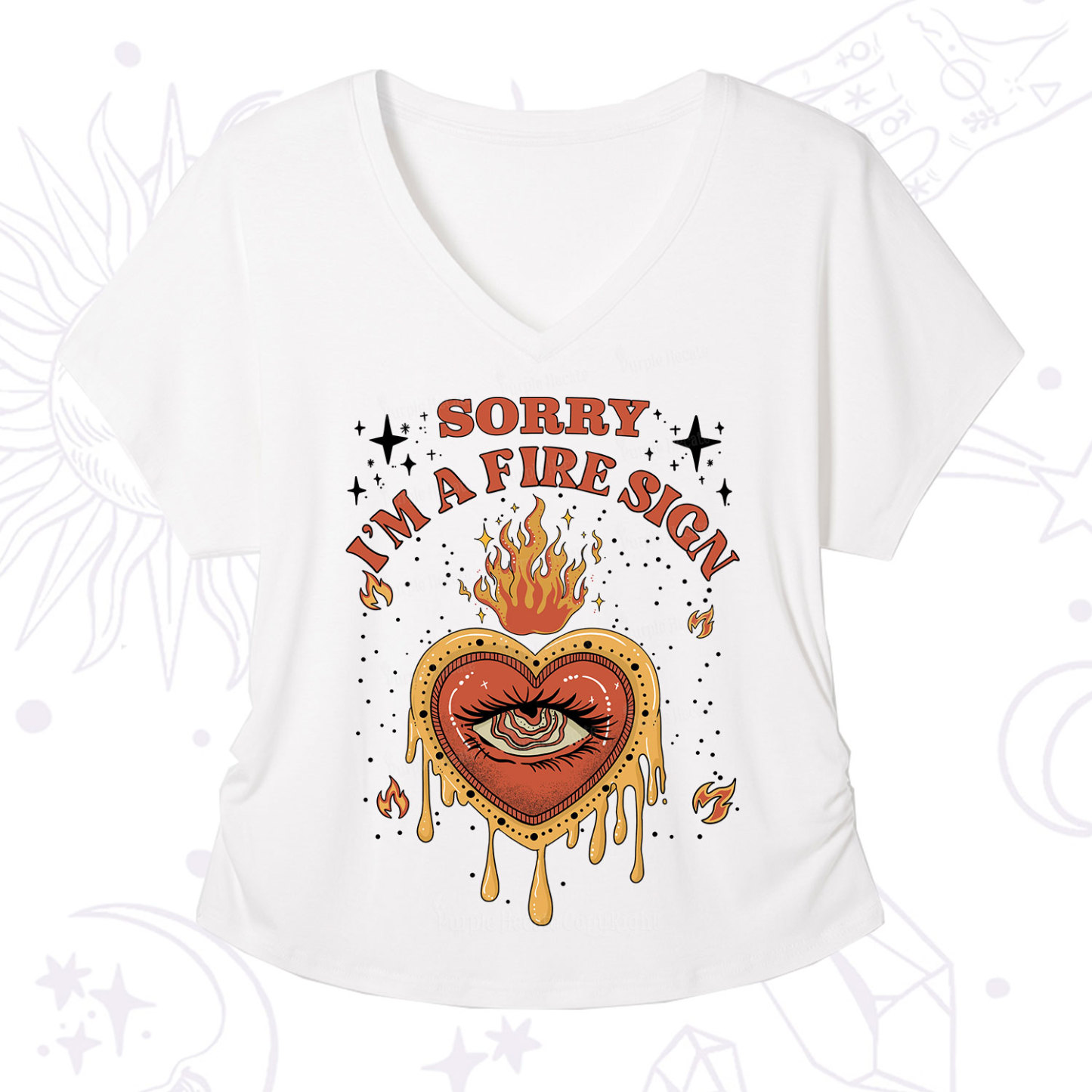 Purplehecate Sorry I'm A Fire Sign V-Neck T-Shirt