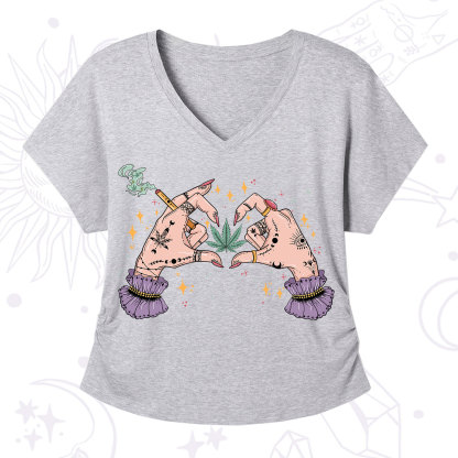 Purplehecate You're Never Alone If You Have Weed V-Neck T-Shirt