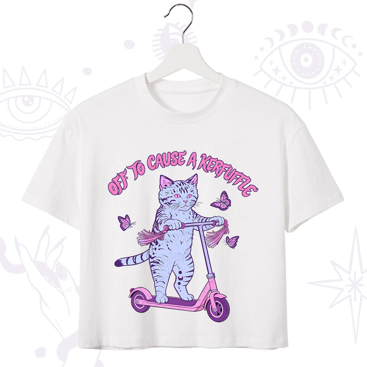 Purplehecate Off To Cause A Kerfuffle Cat Crop T-Shirt