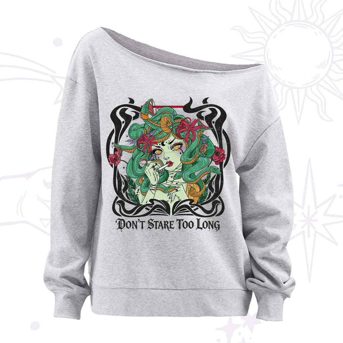 Purplehecate Don't Stare Too Long Off The Shoulder Sweatshirt