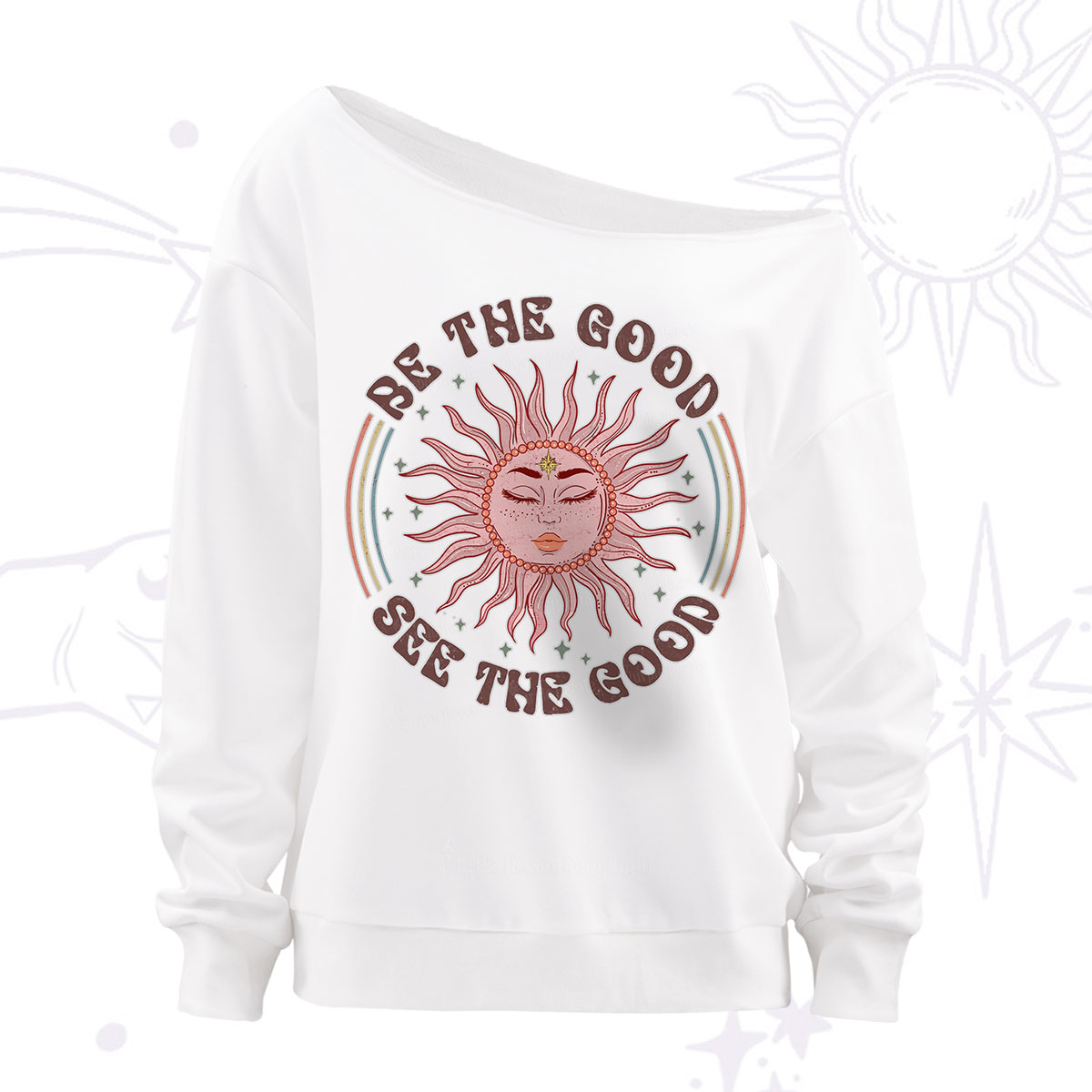 Purplehecate Be the Good See the Good Off The Shoulder Sweatshirt