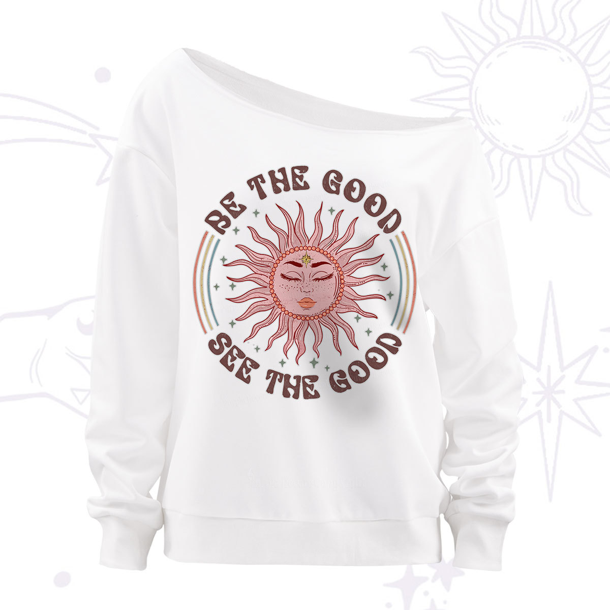 Purplehecate Be the Good See the Good Off The Shoulder Sweatshirt