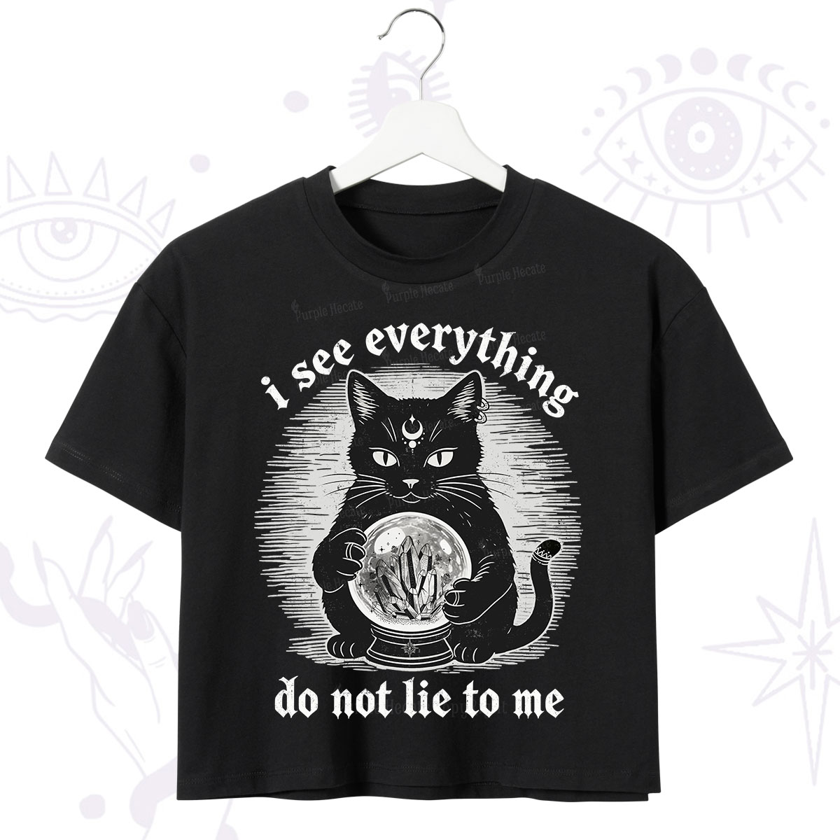 Purplehecate All Seeing Cat Crop T-Shirt