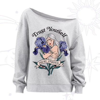 Purplehecate Trust Yourself Off The Shoulder Sweatshirt