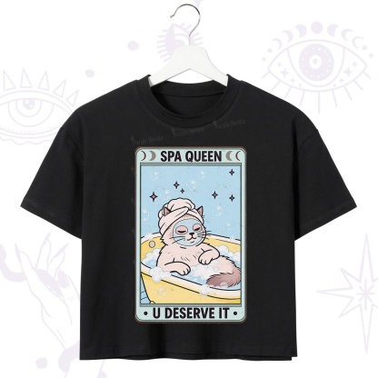 Purplehecate The Spa Queen Cat Tarot Crop T-Shirt